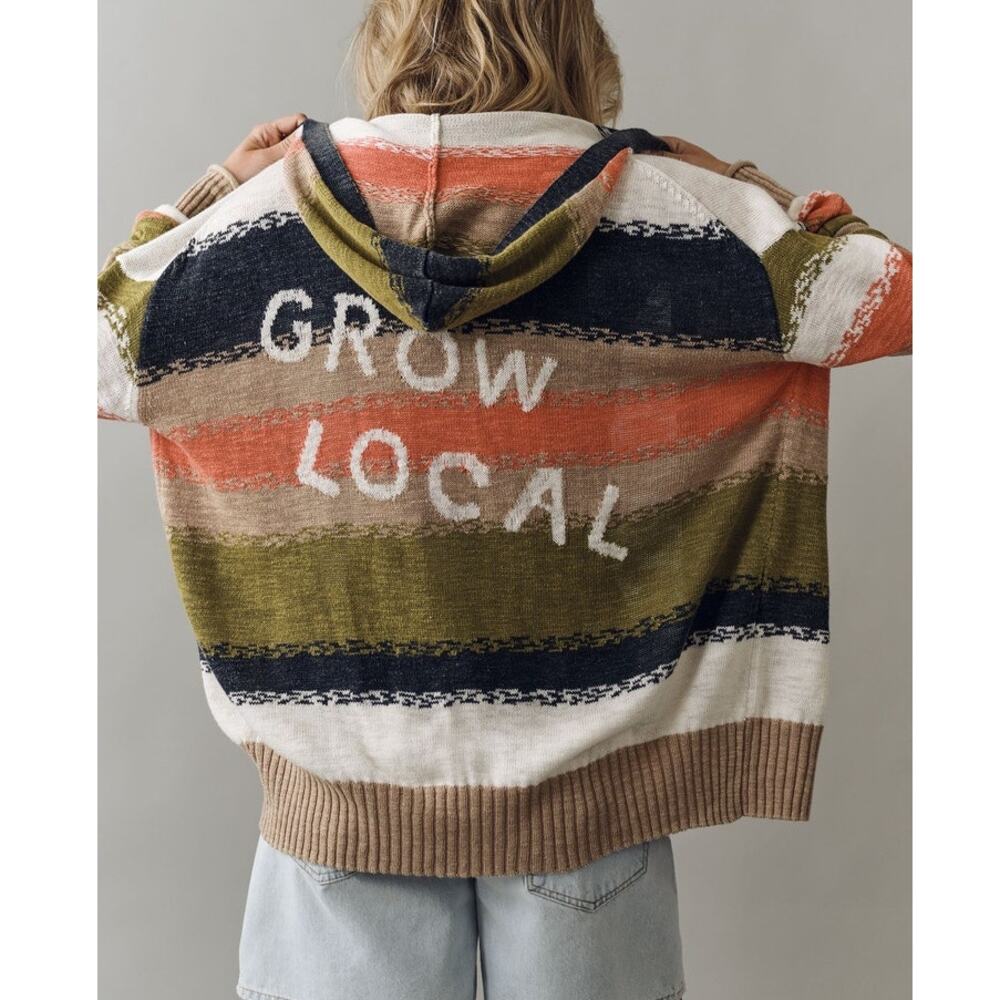 Anthropoligie Pilcro Hooded Stripe Open Cardigan Sweater Grow Local Size XL